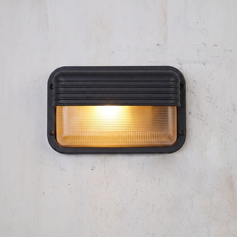 Aluminum Outdoor Bulkhead Wall Sconce with Sealed Glass | Weather-Resistant Light