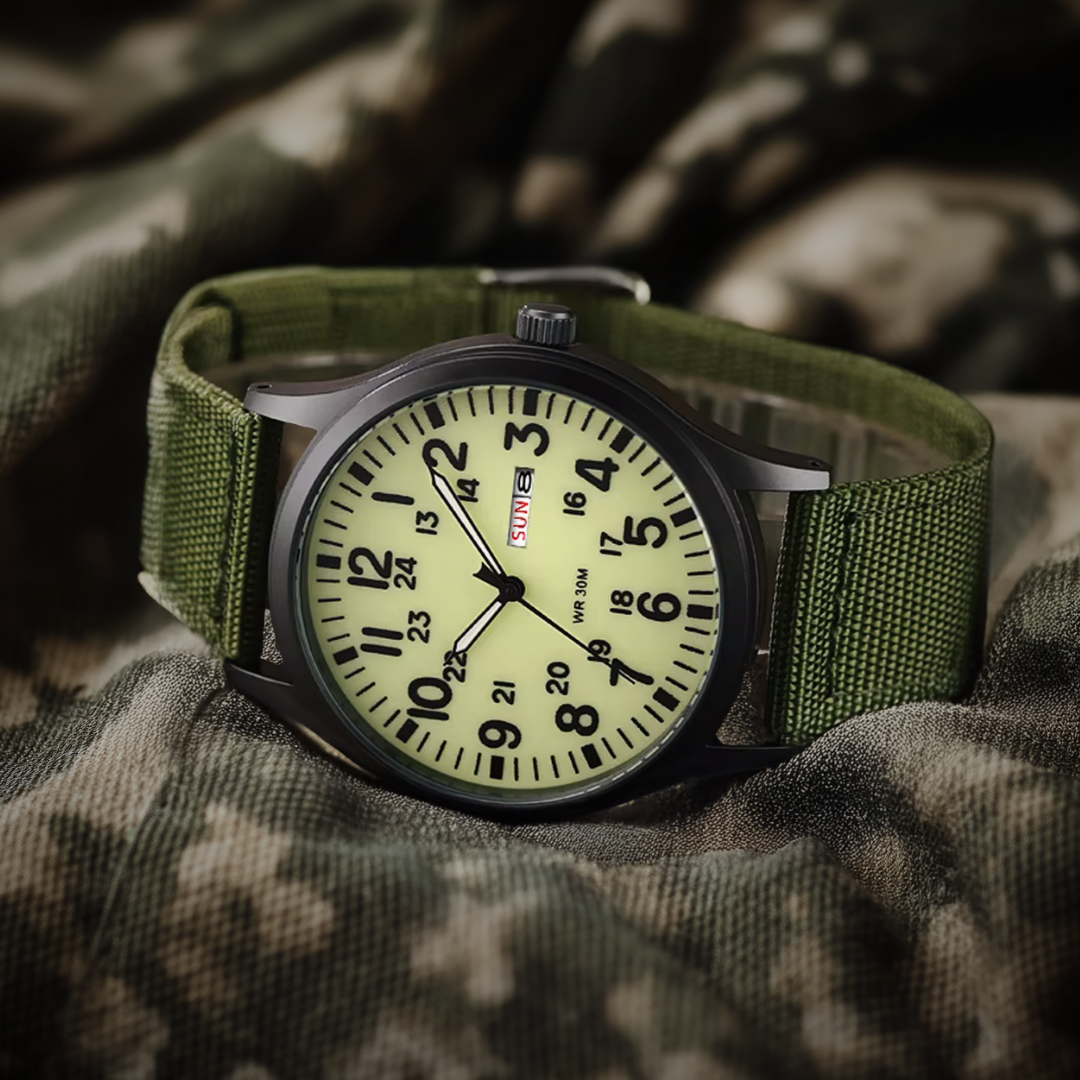 Men’s Waterproof Sports Watch – Rugged Outdoor Tactical Style Nylon Strap 42mm