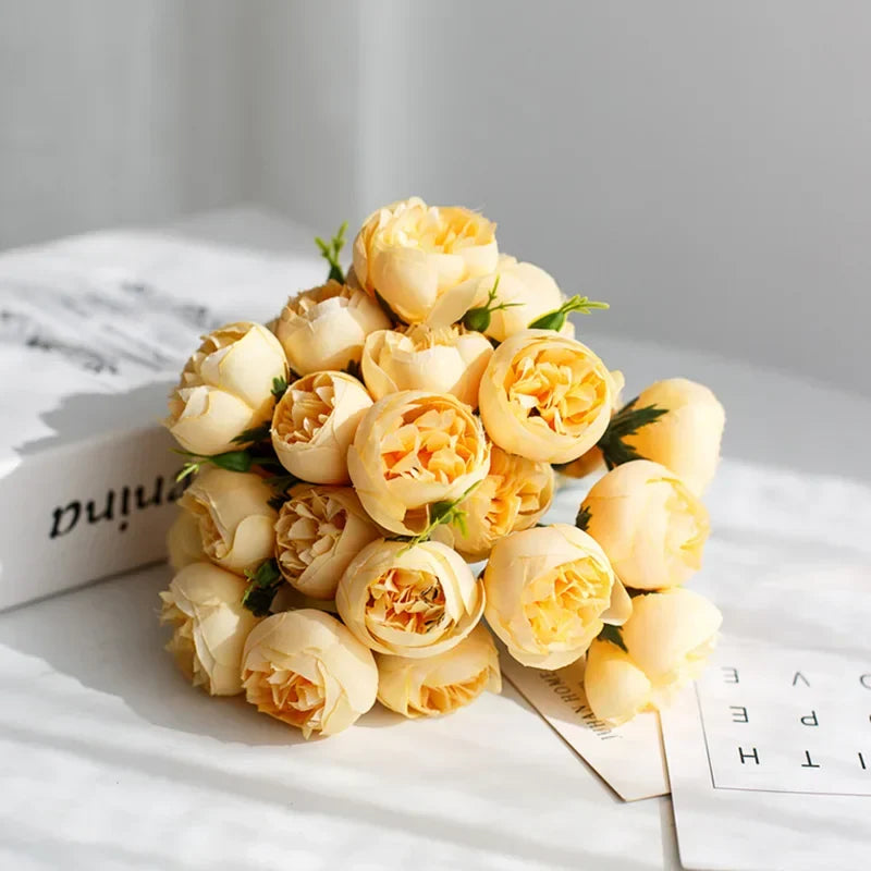 Artificial Peony Bouquet 27 Heads Silk Peony Flowers for Vase Decor