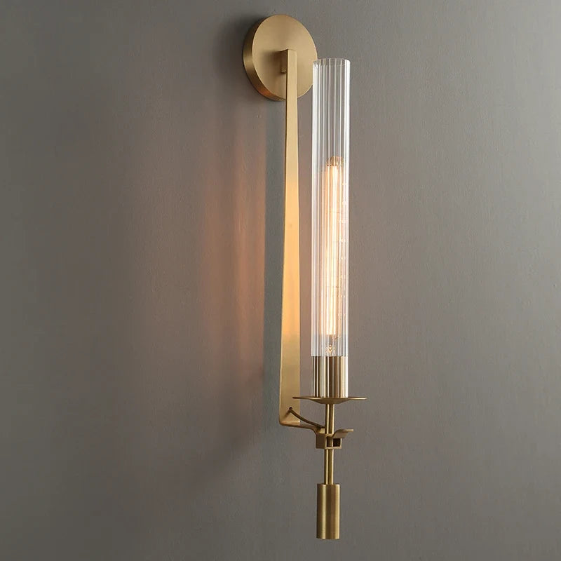 Modern Gold Wall Sconce with Iron and Glass Design | Nordic Bedroom Light
