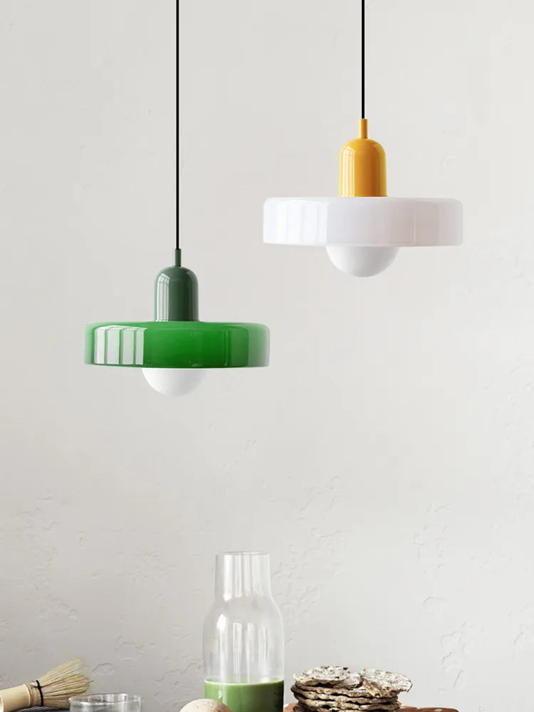 Bauhaus Dual-Tone Glass Pendant Light with Vibrant Colors | Modern Lamp