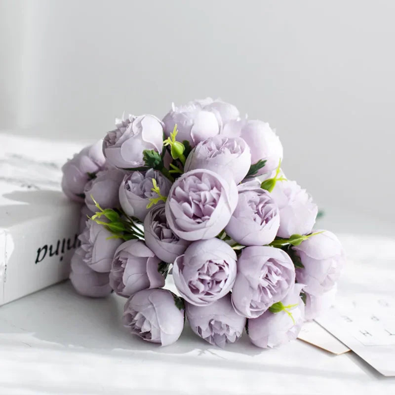 Artificial Peony Bouquet 27 Heads Silk Peony Flowers for Vase Decor