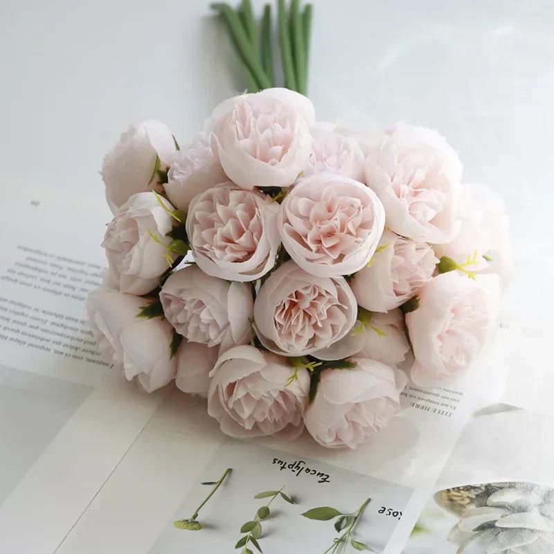 Artificial Peony Bouquet 27 Heads Silk Peony Flowers for Vase Decor