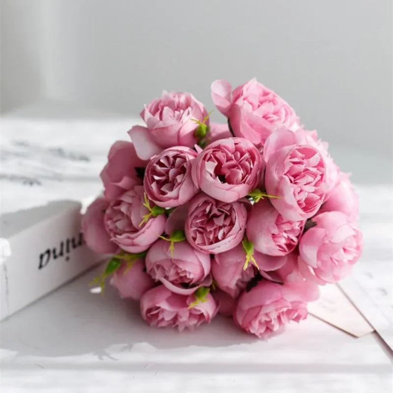Artificial Peony Bouquet 27 Heads Silk Peony Flowers for Vase Decor