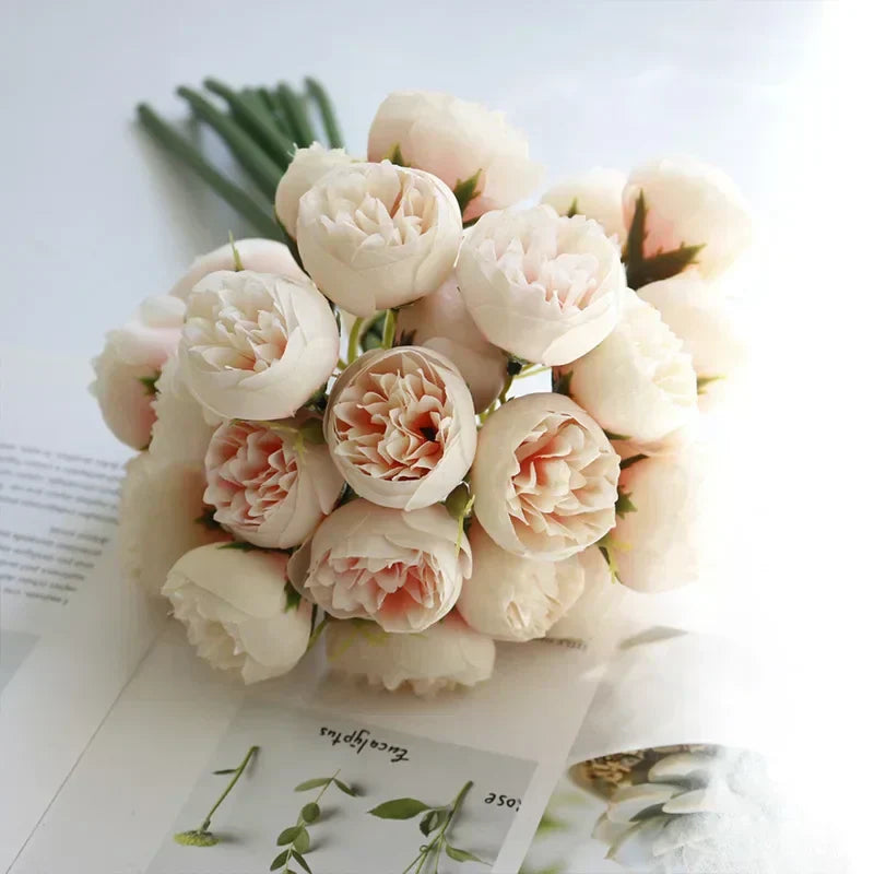 Artificial Peony Bouquet 27 Heads Silk Peony Flowers for Vase Decor