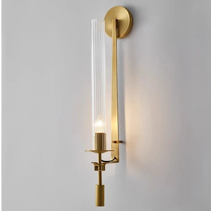 Modern Gold Wall Sconce with Iron and Glass Design | Nordic Bedroom Light