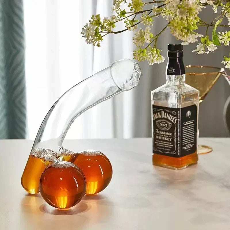 Novelty Glass Whiskey Decanter Funny Bar Carafe Party Gift Lead Free
