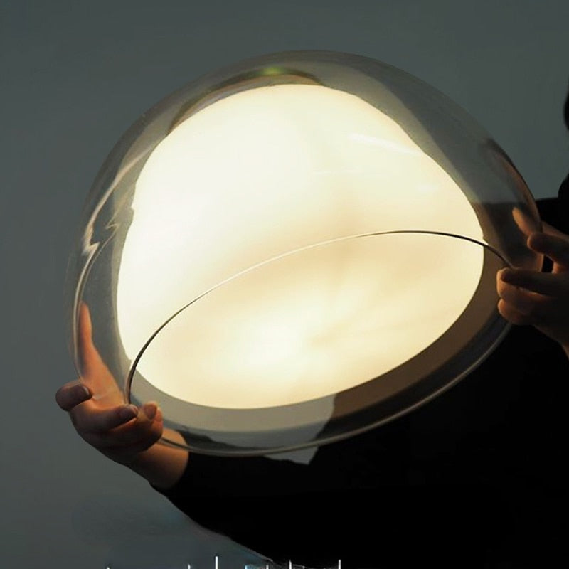 Hand-Blown Glass Globe Pendant Light with Dome Shade | Modern Dining Lamp