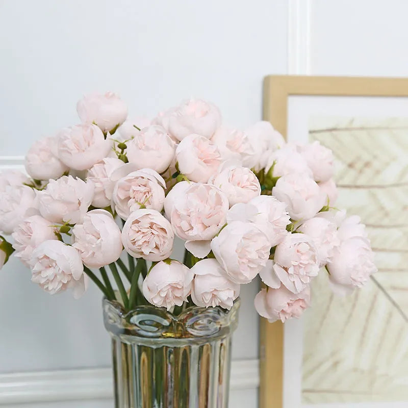 Artificial Peony Bouquet 27 Heads Silk Peony Flowers for Vase Decor