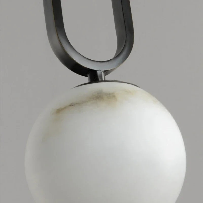 Natural Marble Pendant Light with Warm Diffused Glow | Luxury Dining Lamp