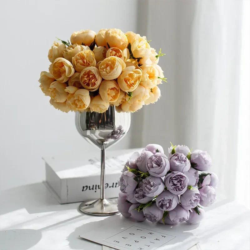 Artificial Peony Bouquet 27 Heads Silk Peony Flowers for Vase Decor