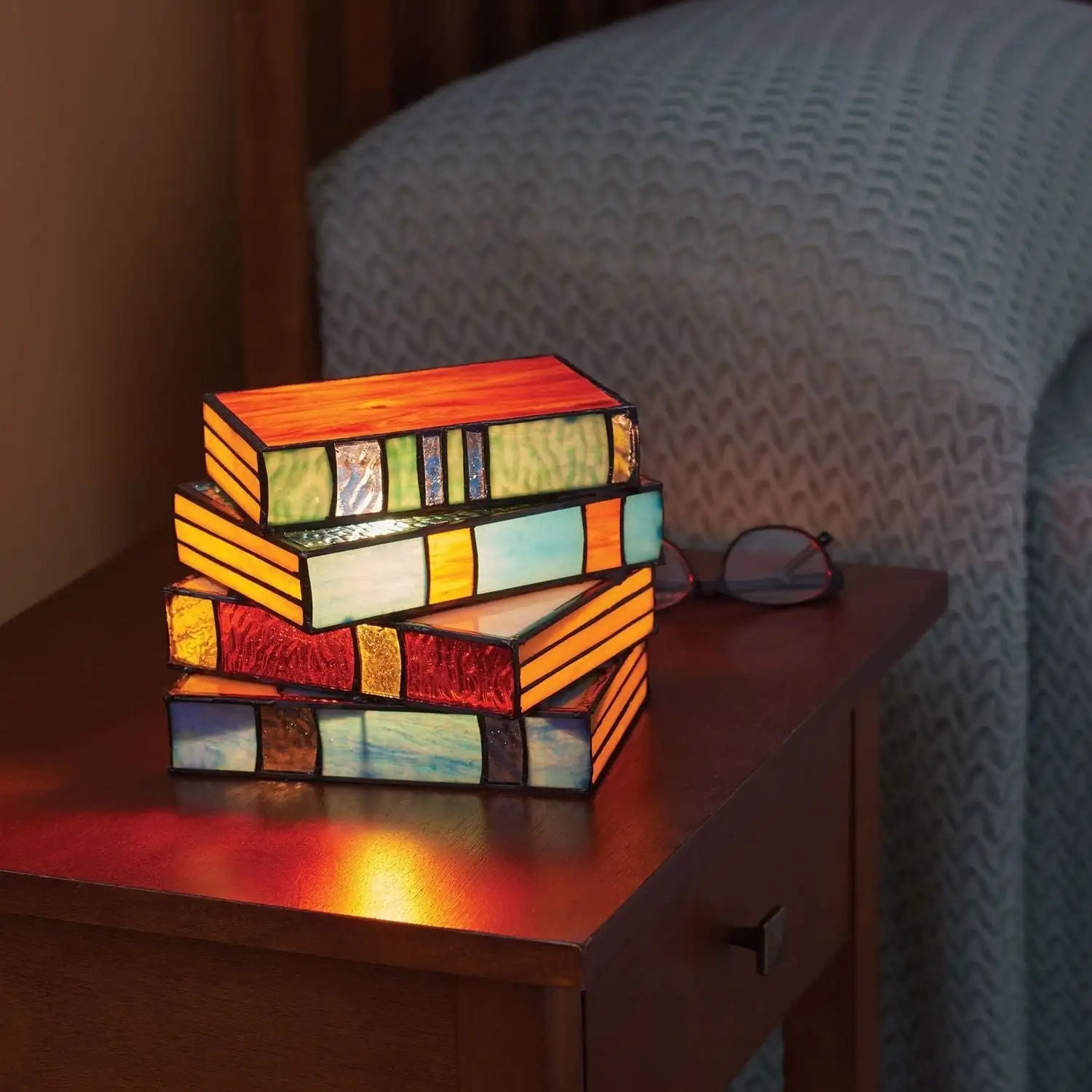 GlassNovel Stained Glass Book Table Lamp E27 Decorative Light
