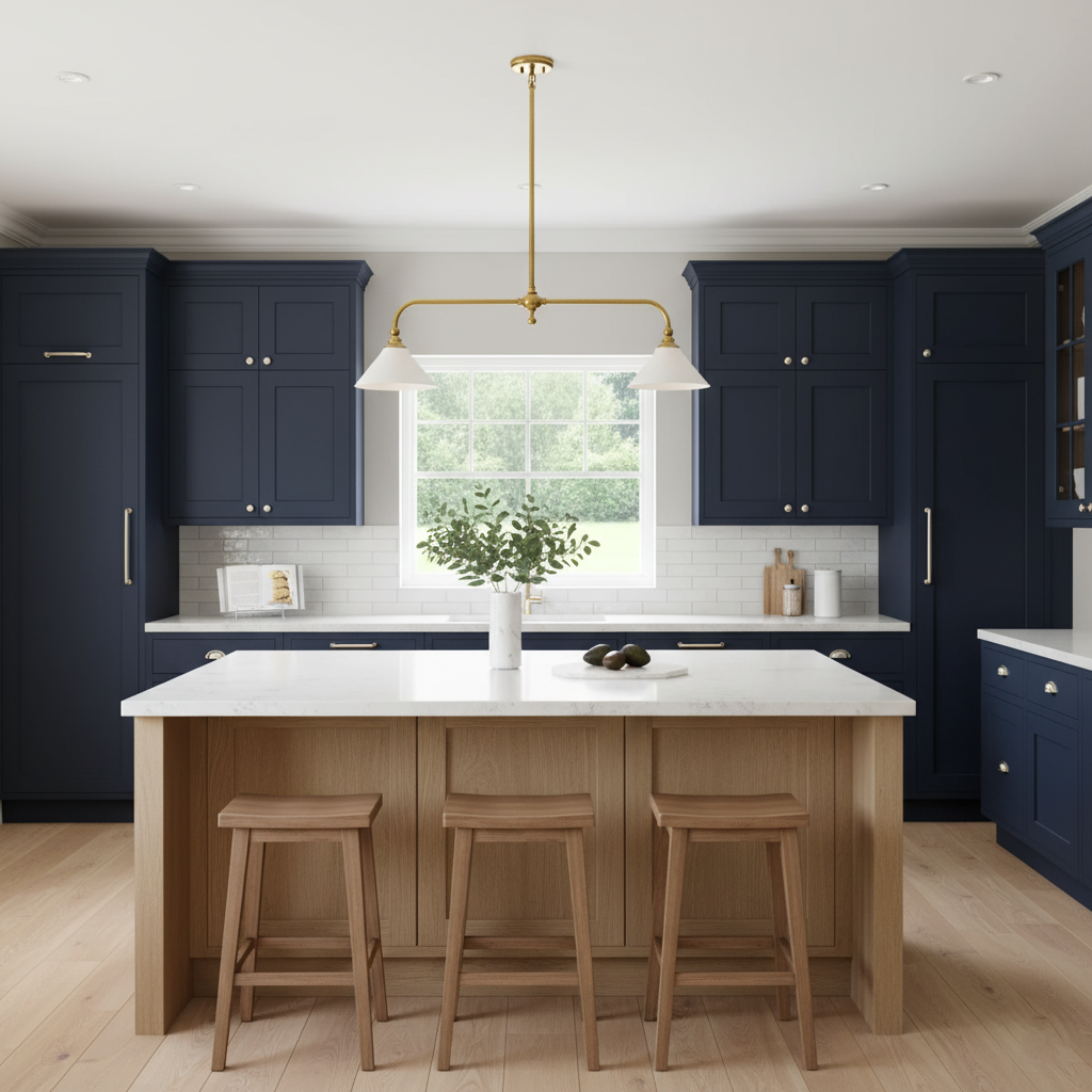 Brass Two-Head Pendant Light with Ceramic Shades | Kitchen Island Fixture