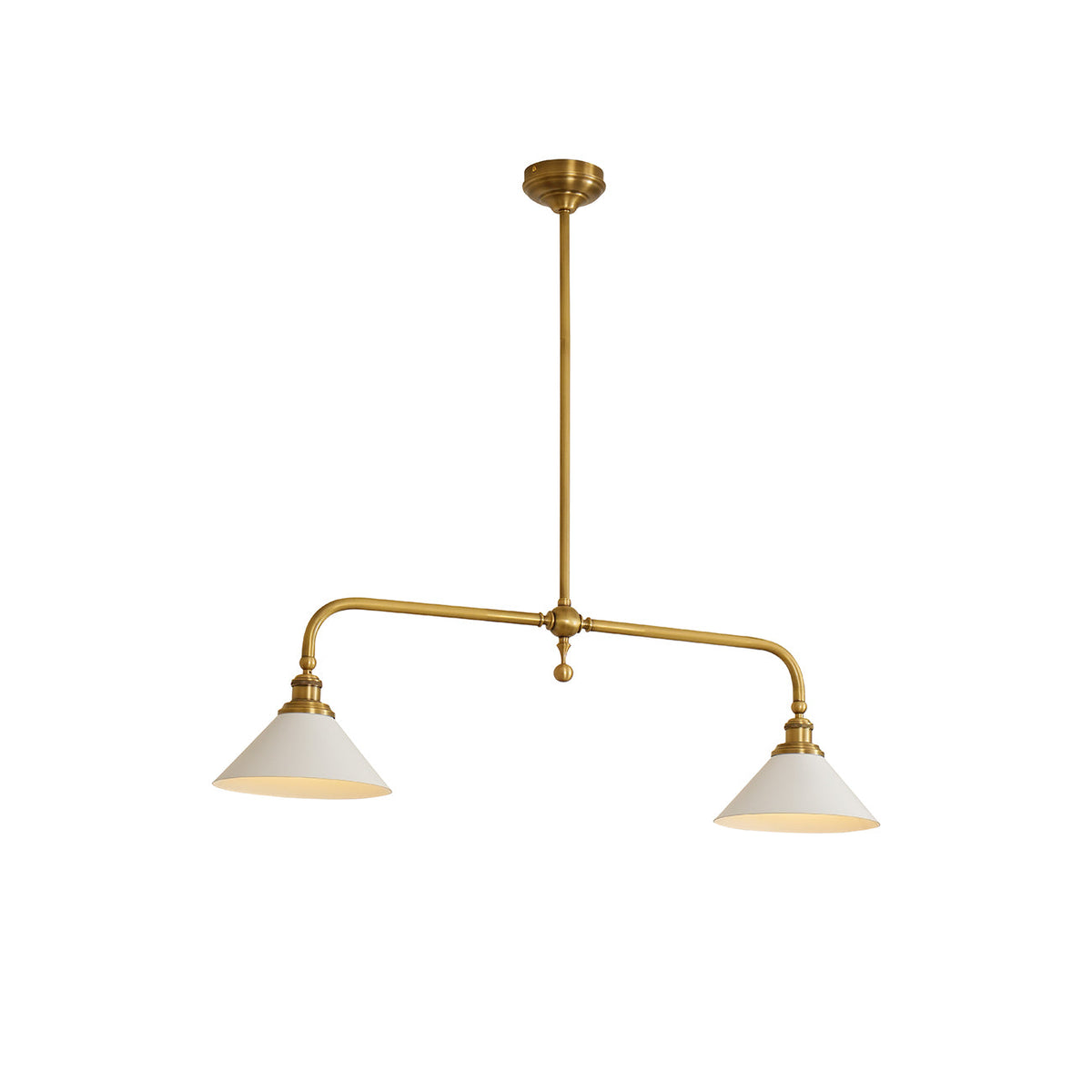 Brass Two-Head Pendant Light with Ceramic Shades | Kitchen Island Fixture
