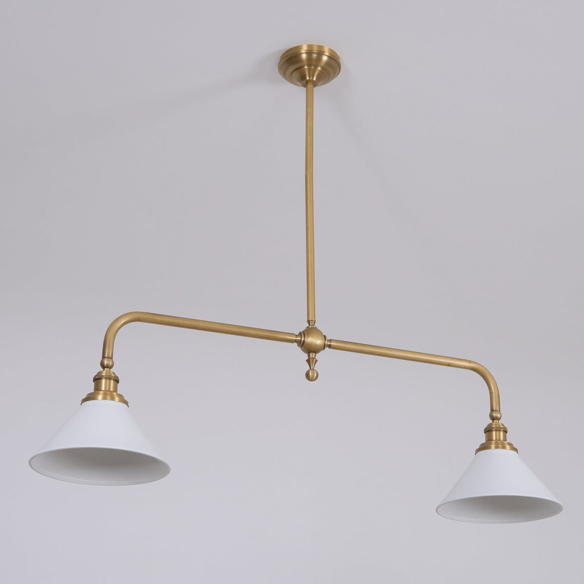 Brass Two-Head Pendant Light with Ceramic Shades | Kitchen Island Fixture