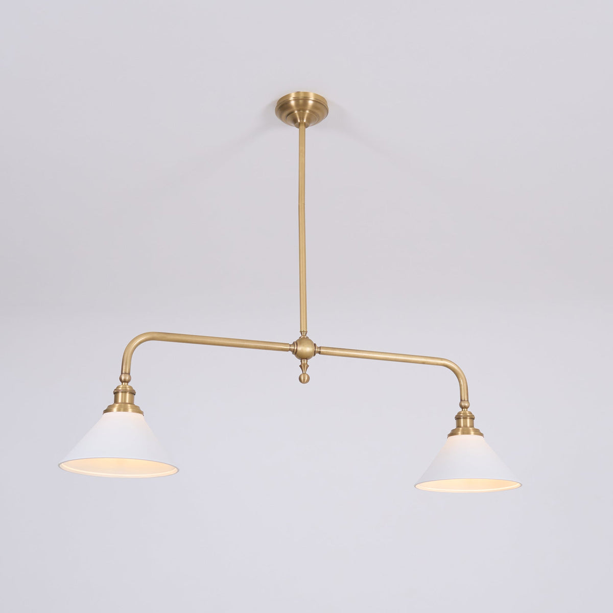 Brass Two-Head Pendant Light with Ceramic Shades | Kitchen Island Fixture