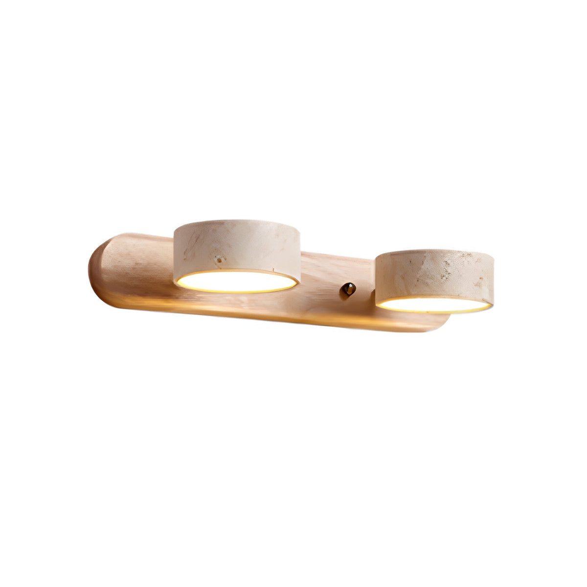 Travertine Stone Wall Sconce with Dimmable LED | Natural Wood Accent for Warm Ambient Glow