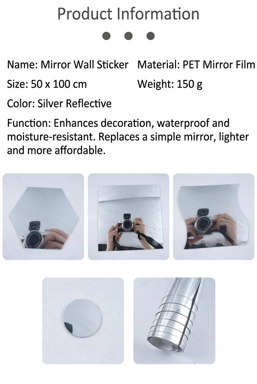 Reflexa | Shatterproof Mirror Sheet with Self-Adhesive Backing | Flexible Film for Walls