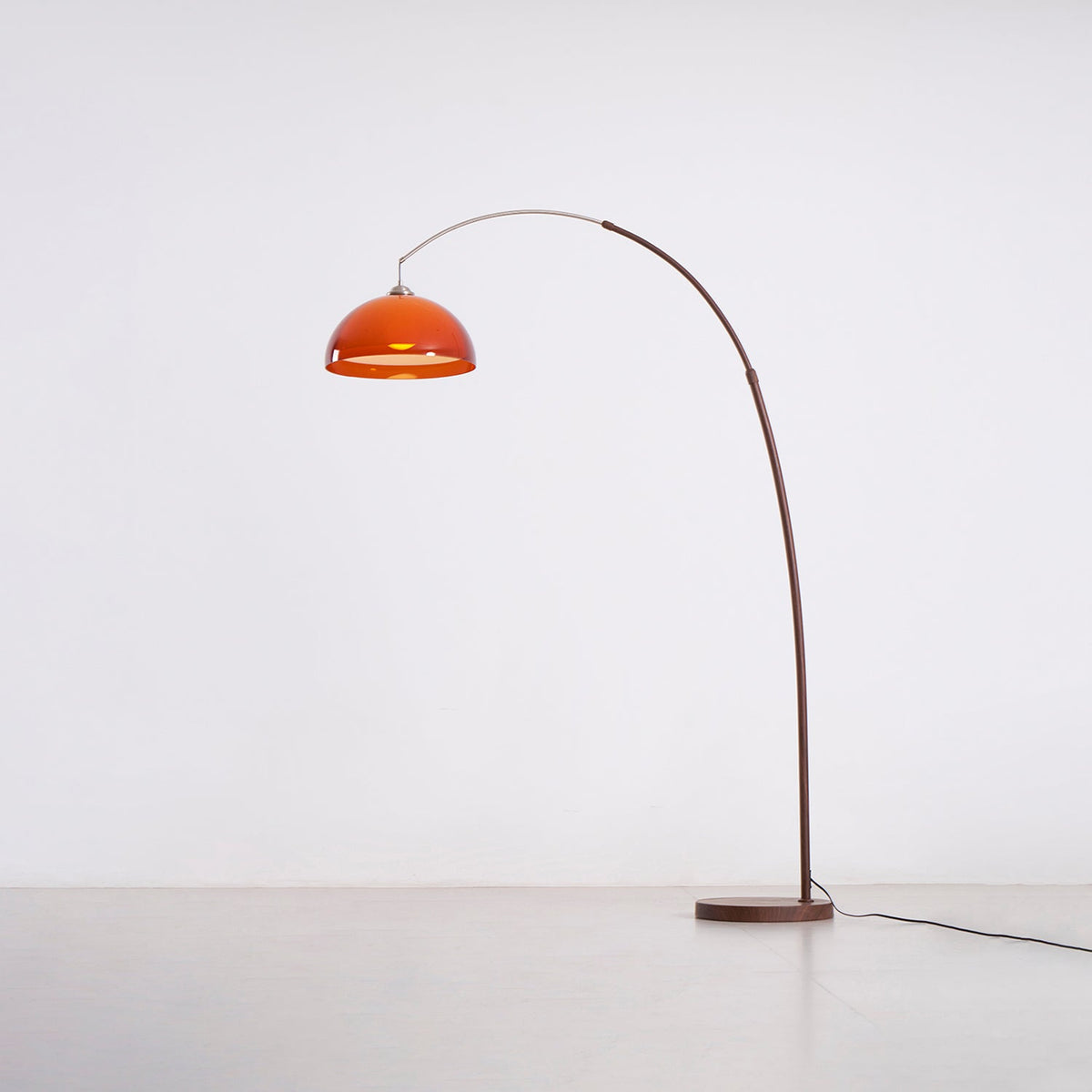 Arcova | Arc Floor Lamp with Amber Dome Shade | Adjustable Height Lamp for Reading Nooks