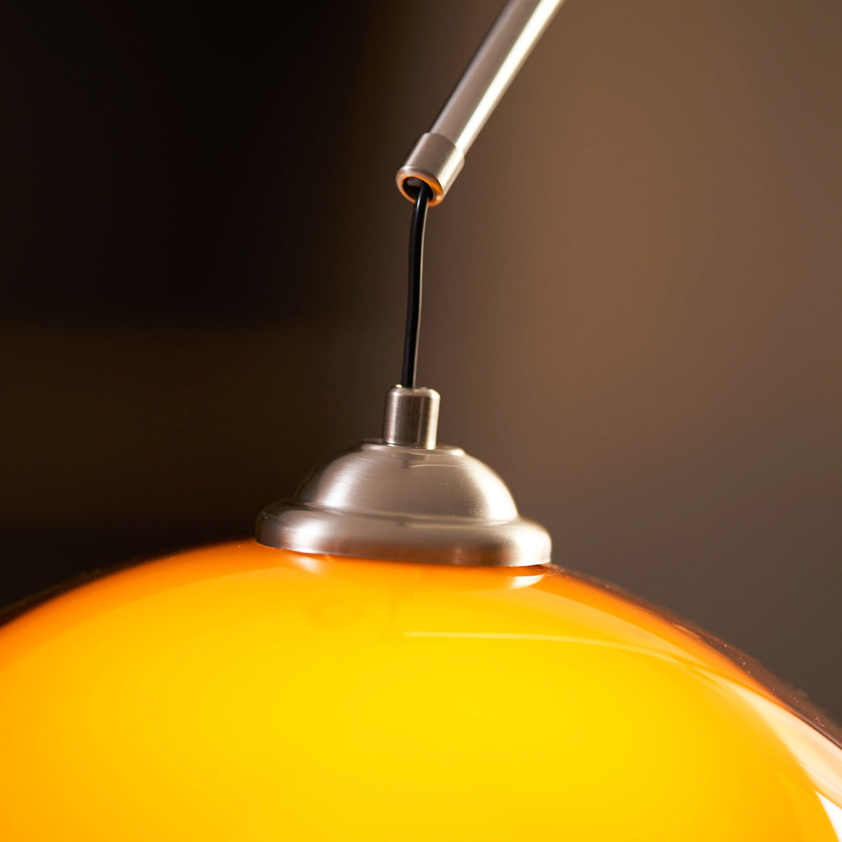 Arcova | Arc Floor Lamp with Amber Dome Shade | Adjustable Height Lamp for Reading Nooks