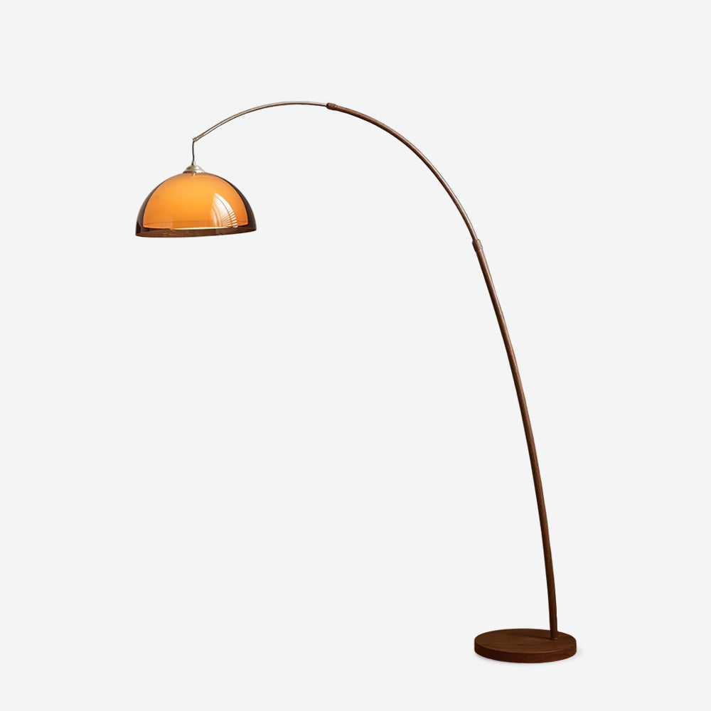 Arcova | Arc Floor Lamp with Amber Dome Shade | Adjustable Height Lamp for Reading Nooks