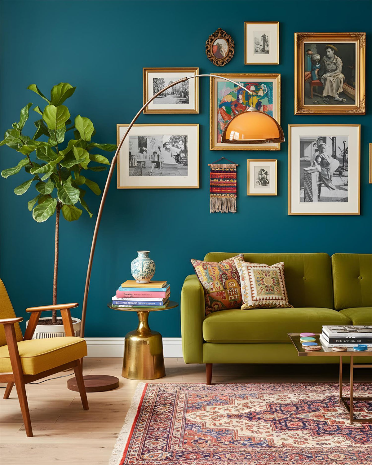 Arcova | Arc Floor Lamp with Amber Dome Shade | Adjustable Height Lamp for Reading Nooks