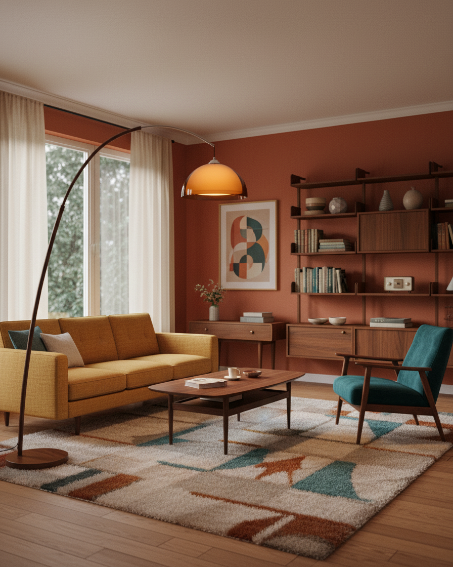 Arcova | Arc Floor Lamp with Amber Dome Shade | Adjustable Height Lamp for Reading Nooks