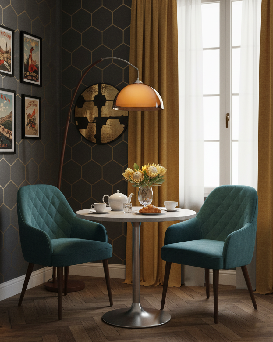 Arcova | Arc Floor Lamp with Amber Dome Shade | Adjustable Height Lamp for Reading Nooks