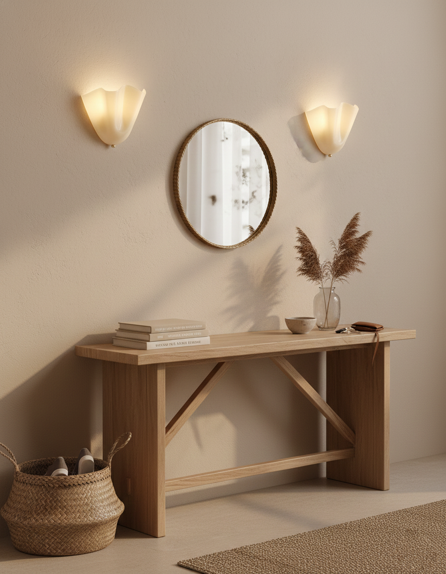 Petala | Hand Blown Glass Wall Sconce with Curved Shade, Dimmable Wall Lamp for Bedrooms