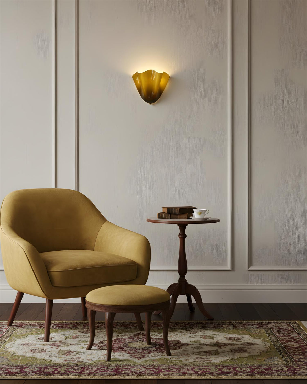 Petala | Hand Blown Glass Wall Sconce with Curved Shade, Dimmable Wall Lamp for Bedrooms