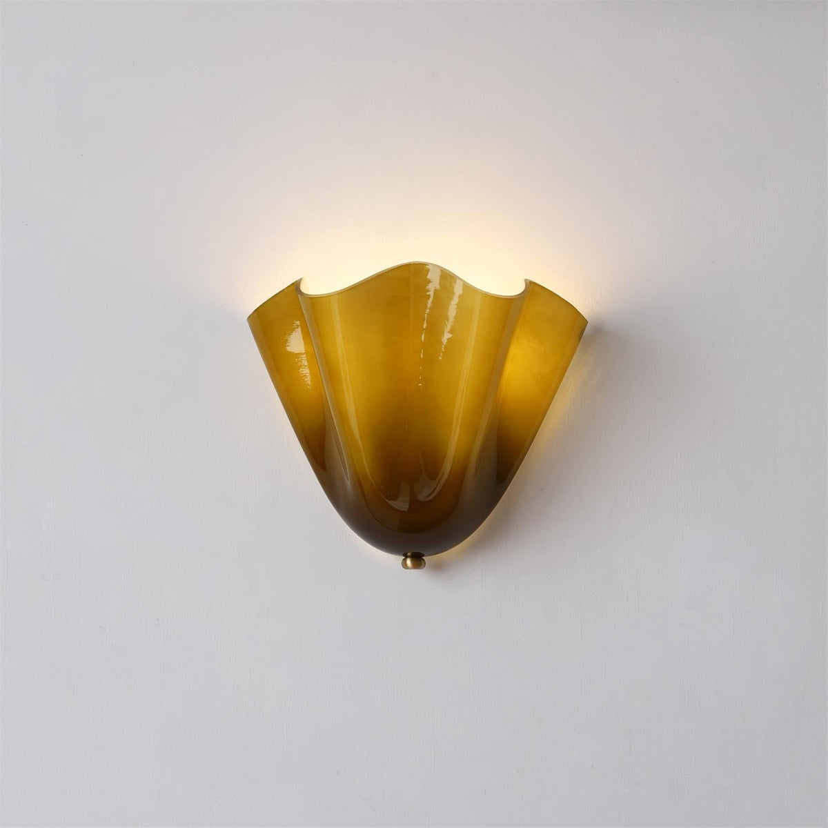 Petala | Hand Blown Glass Wall Sconce with Curved Shade, Dimmable Wall Lamp for Bedrooms