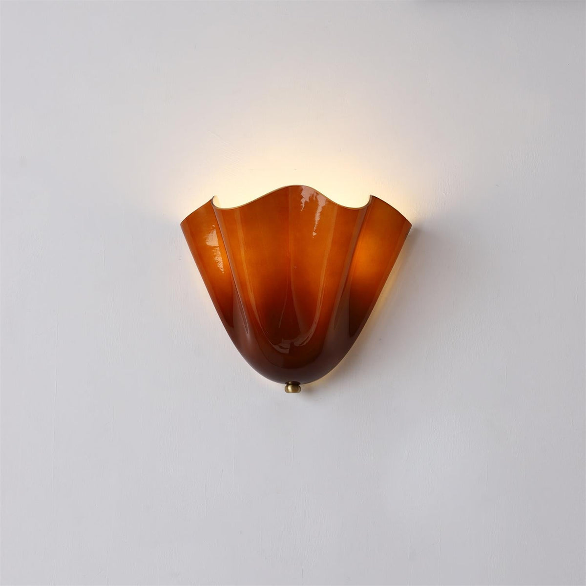 Petala | Hand Blown Glass Wall Sconce with Curved Shade, Dimmable Wall Lamp for Bedrooms