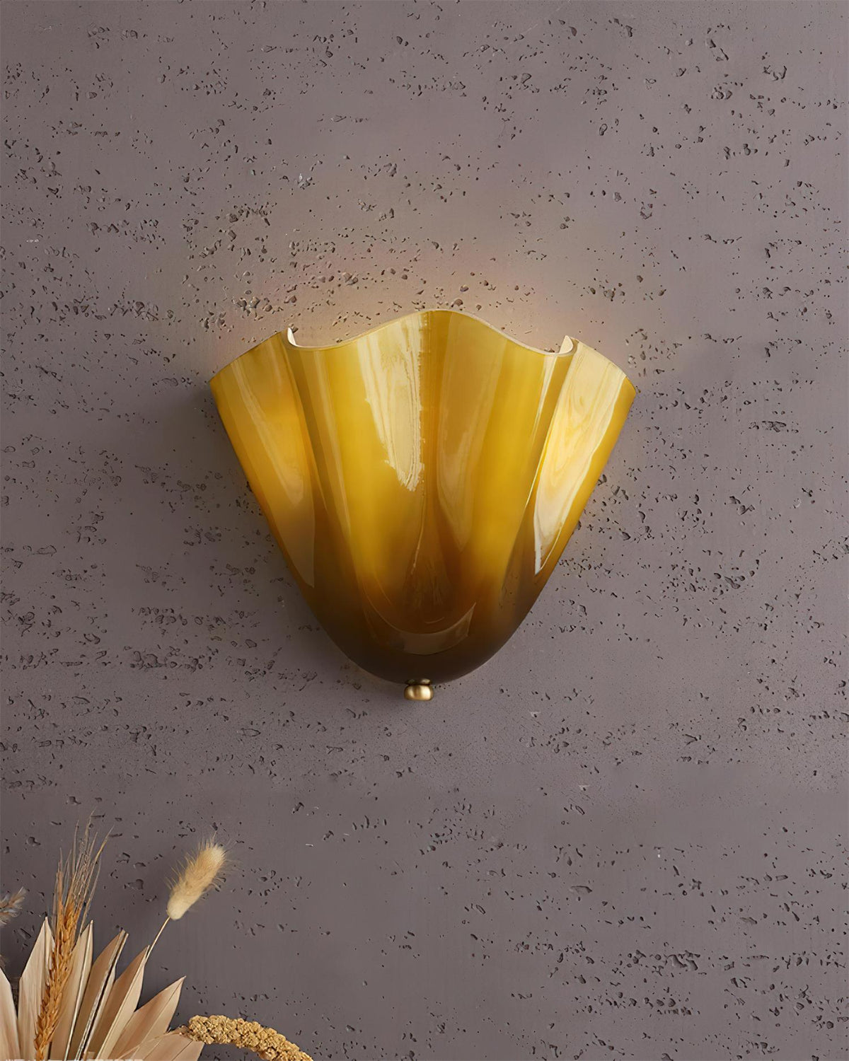 Petala | Hand Blown Glass Wall Sconce with Curved Shade, Dimmable Wall Lamp for Bedrooms