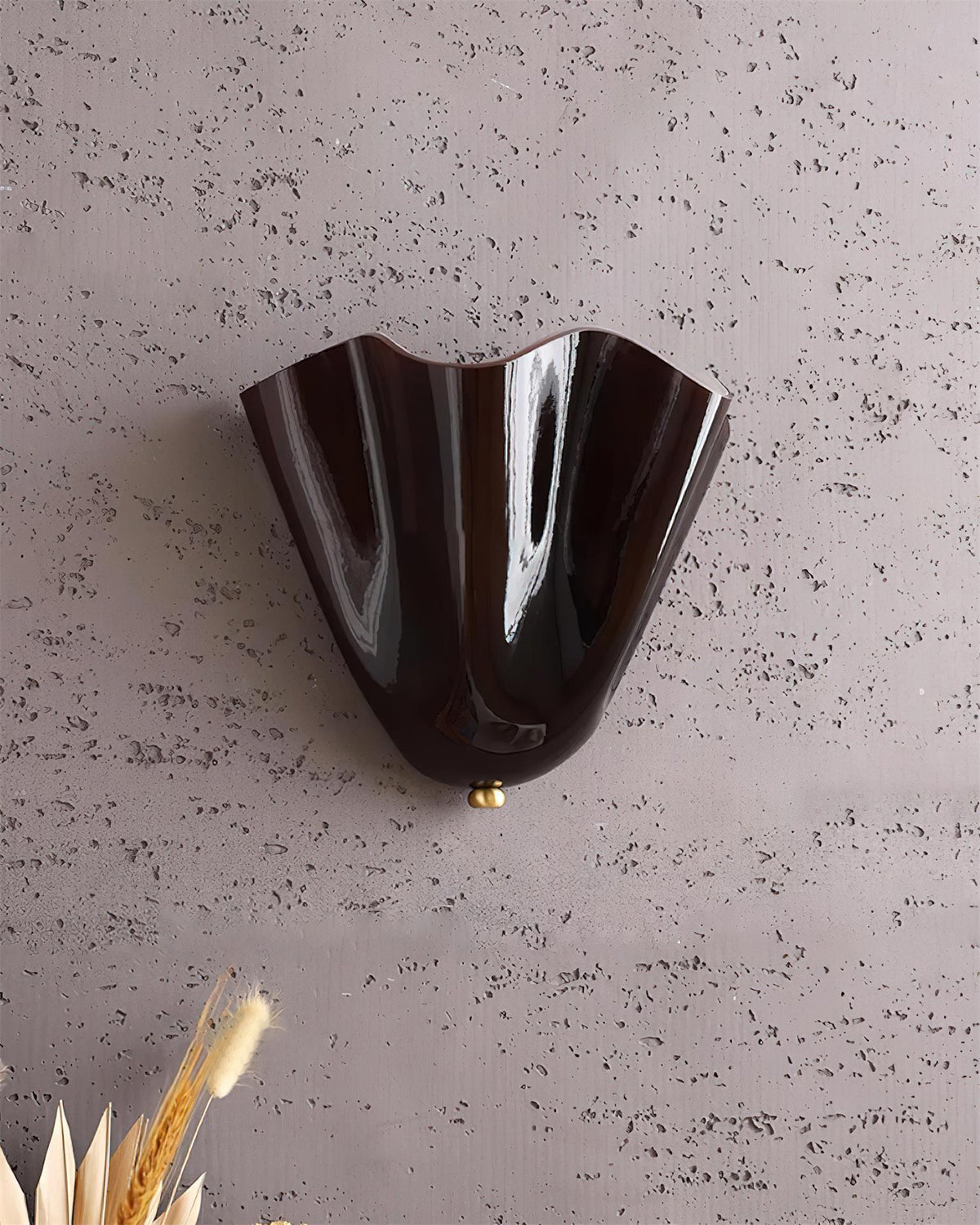 Petala | Hand Blown Glass Wall Sconce with Curved Shade, Dimmable Wall Lamp for Bedrooms