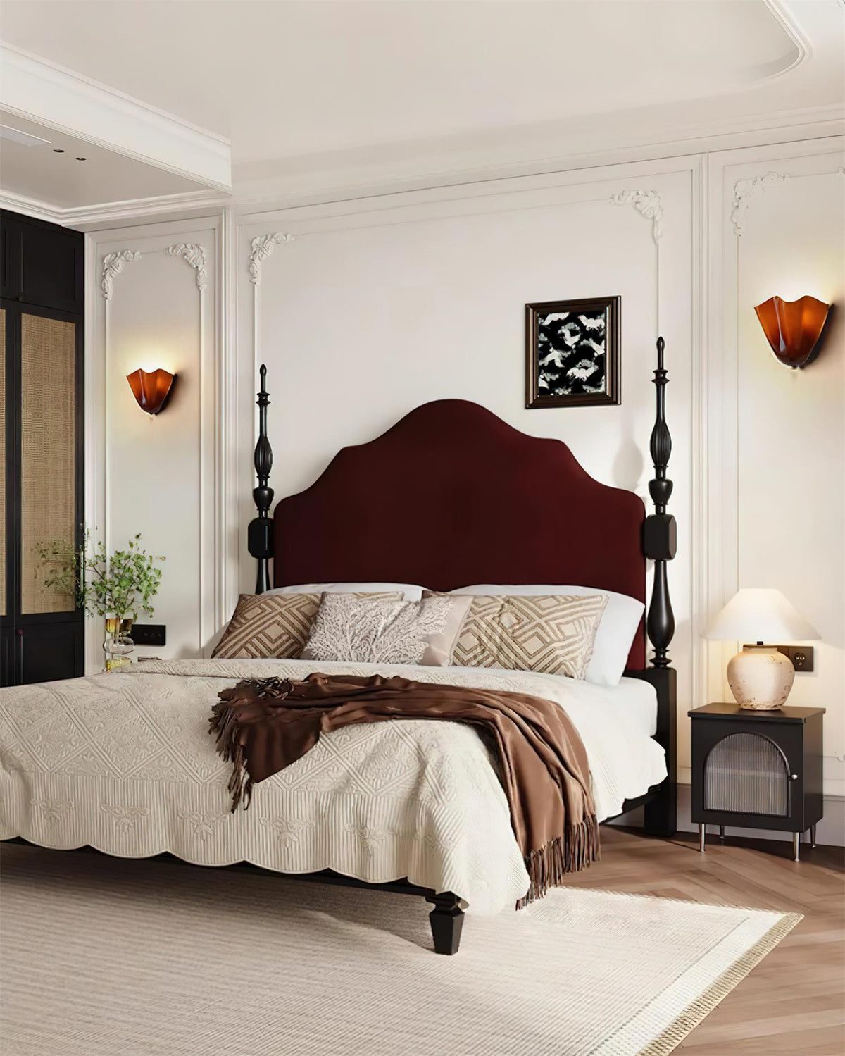 Petala | Hand Blown Glass Wall Sconce with Curved Shade, Dimmable Wall Lamp for Bedrooms
