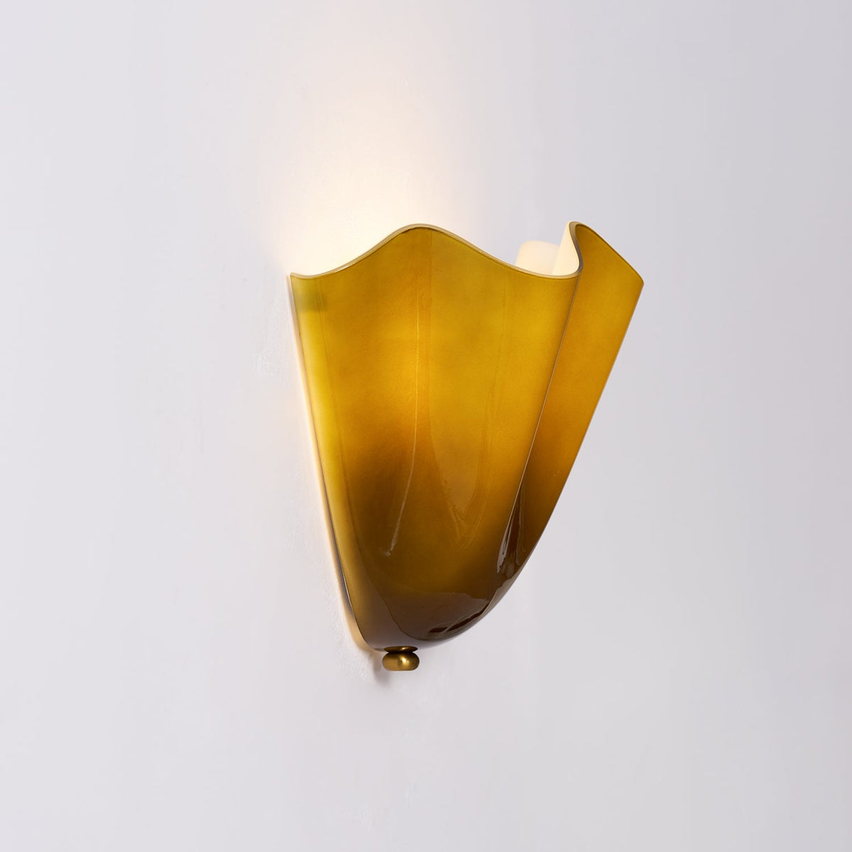 Petala | Hand Blown Glass Wall Sconce with Curved Shade, Dimmable Wall Lamp for Bedrooms