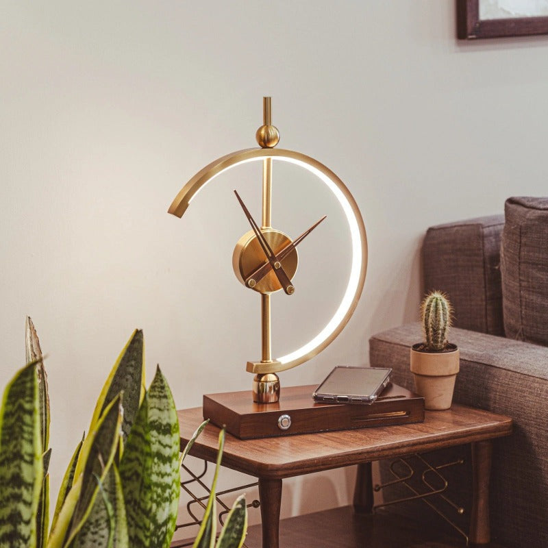Nagoya LED Table Lamp with Clock Wireless Charging Dimmable Desk Light