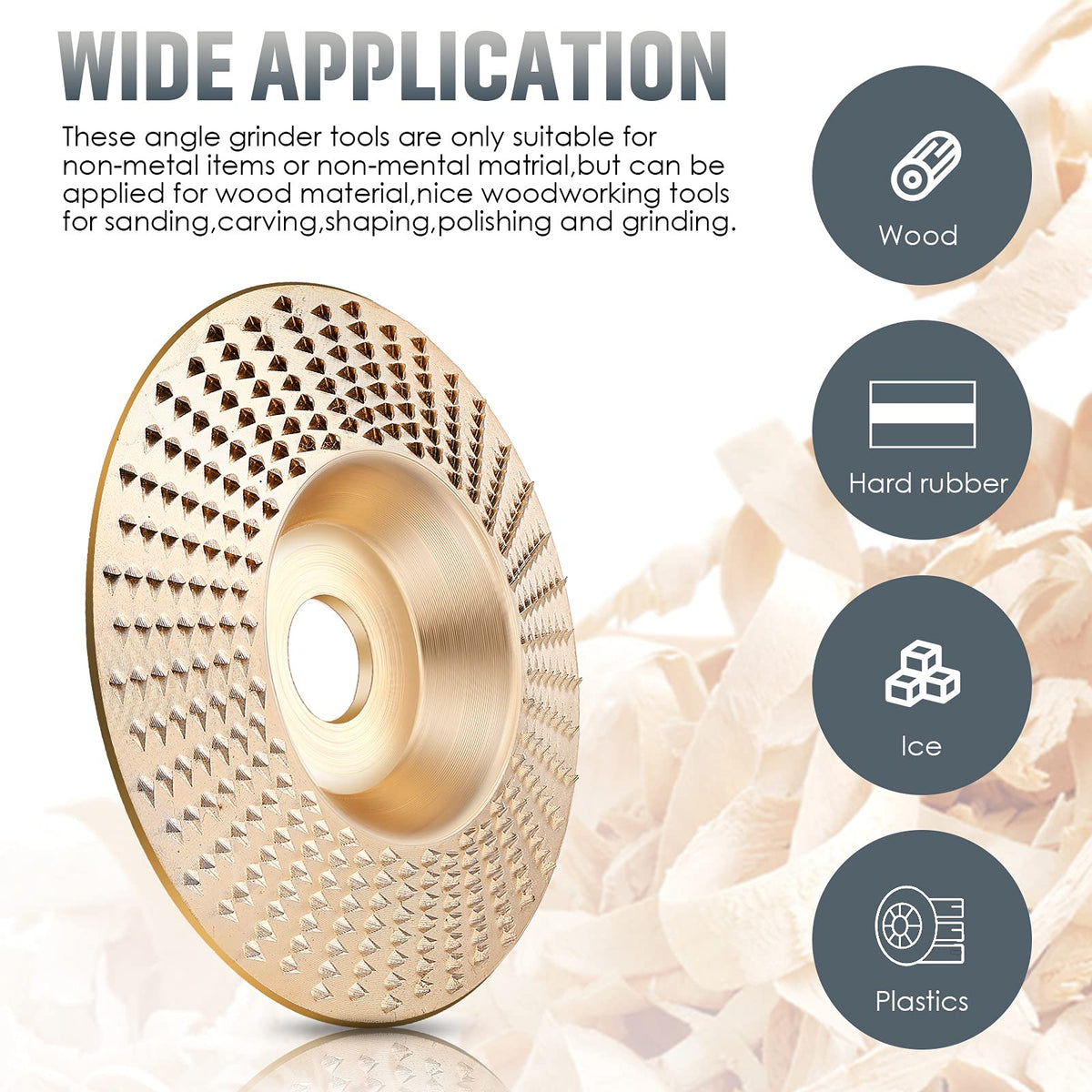 Carvexa | Tungsten Carbide Wood Carving Discs with 3 Shapes | Angle Grinder Kit for Wood