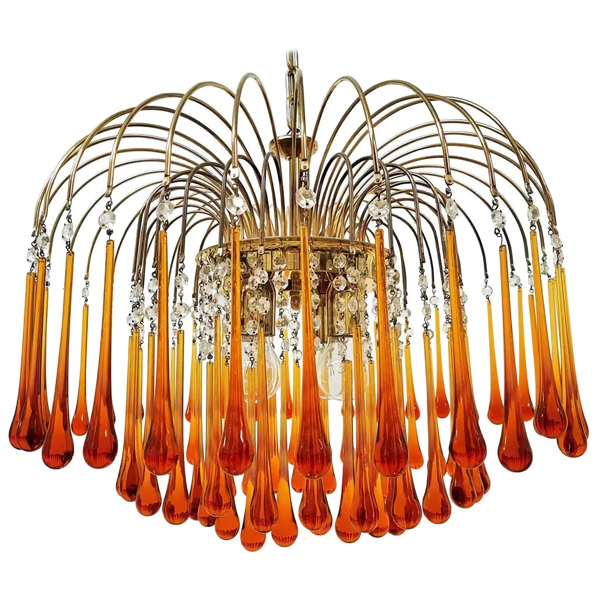 Amberglow Series | Amber Murano-Style Glass Chandelier with Crystal Accents for Dining