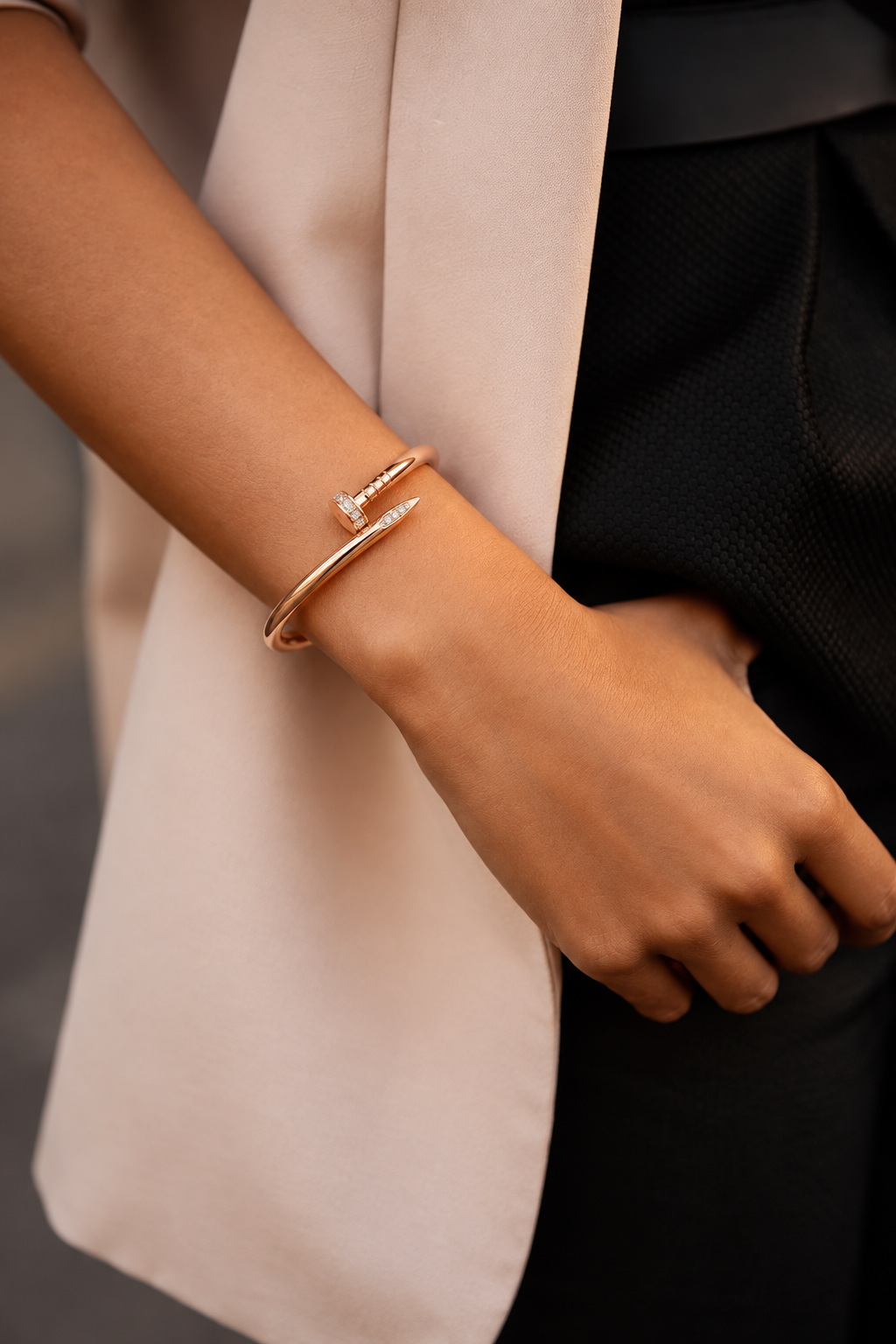 Nail Bangle Bracelet | Minimalist Metal Design with Bold Curved Detail for Modern Style