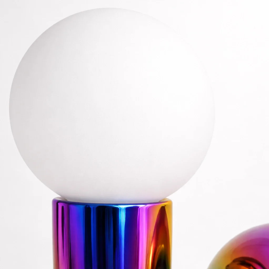 Sculptural S-Curve Table Lamp with Chrome Base | Frosted Glass Globe for Ambient Glow