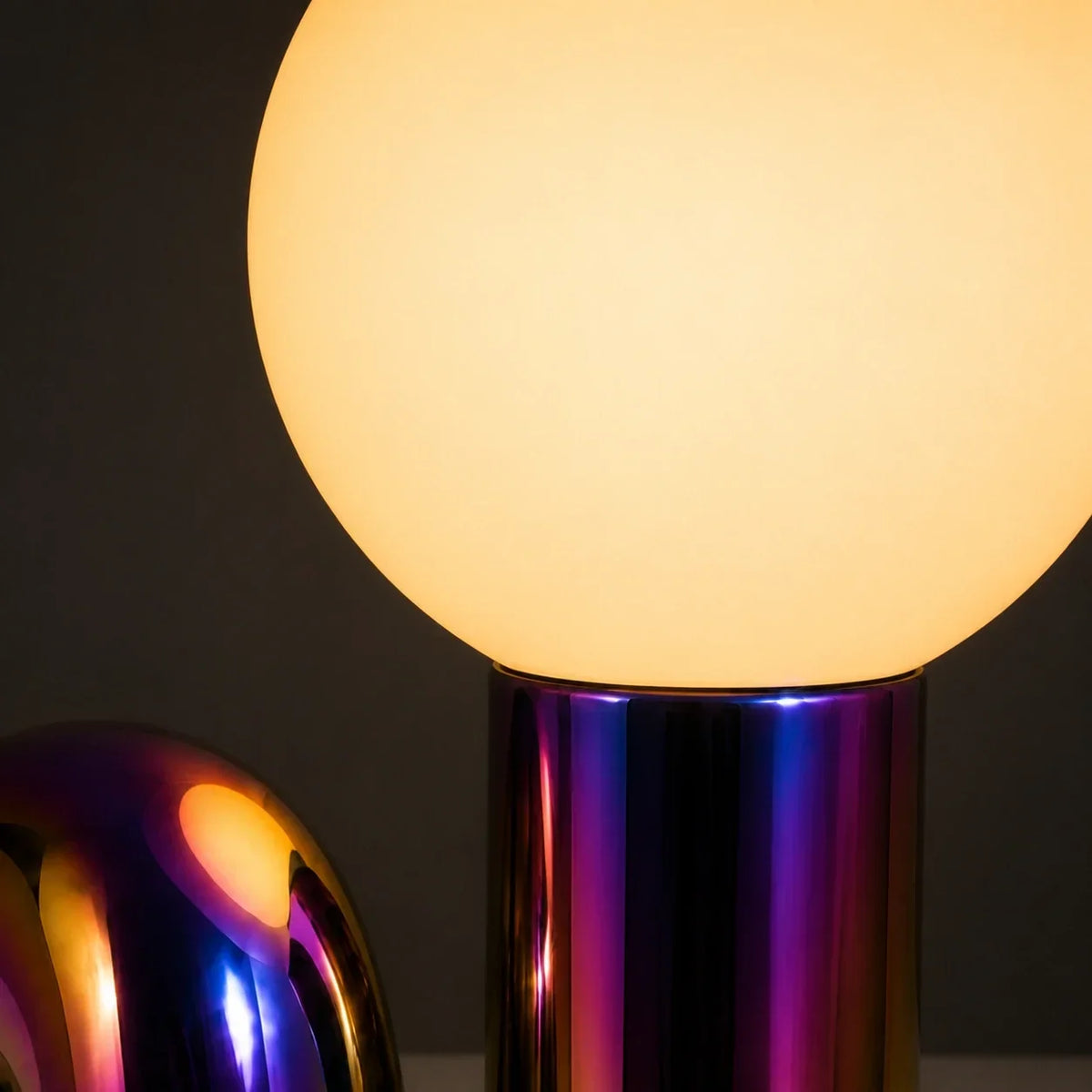 Sculptural S-Curve Table Lamp with Chrome Base | Frosted Glass Globe for Ambient Glow