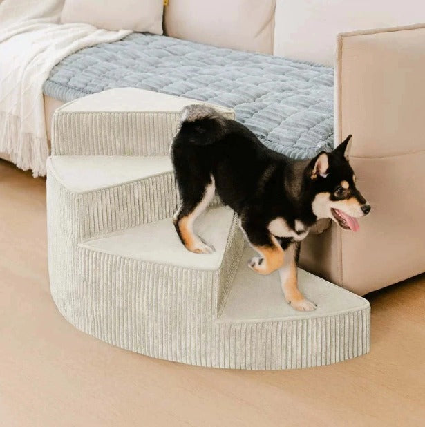 Orthopedic Foam Dog Stairs with Non-Slip Steps | Space-Saving Pet Bed Access