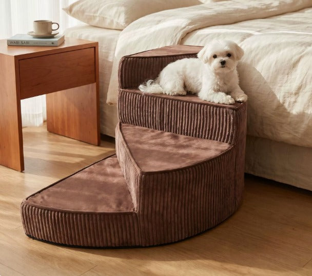 Orthopedic Foam Dog Stairs with Non-Slip Steps | Space-Saving Pet Bed Access