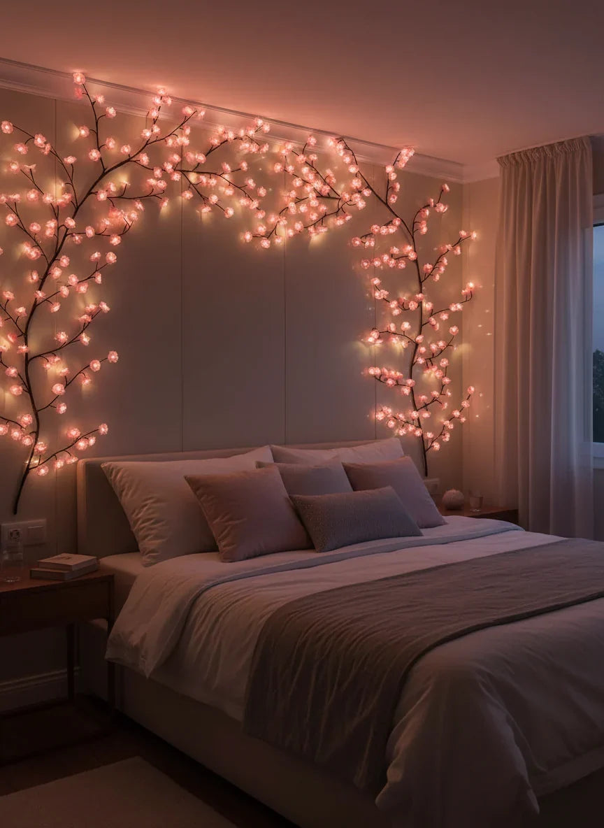Blossara | USB LED Cherry Blossom Branch Lights with 3 Modes | Bendable Wall Decor