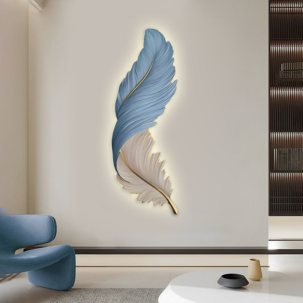 Feather LED Wall Art Lamp USB Remote Control Decorative Wall Light