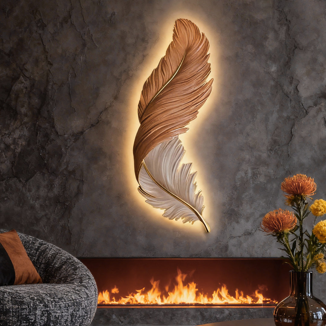 Feather LED Wall Art Lamp USB Remote Control Decorative Wall Light