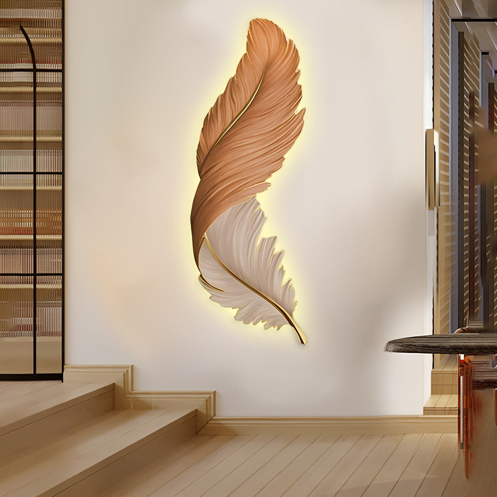Feather LED Wall Art Lamp USB Remote Control Decorative Wall Light