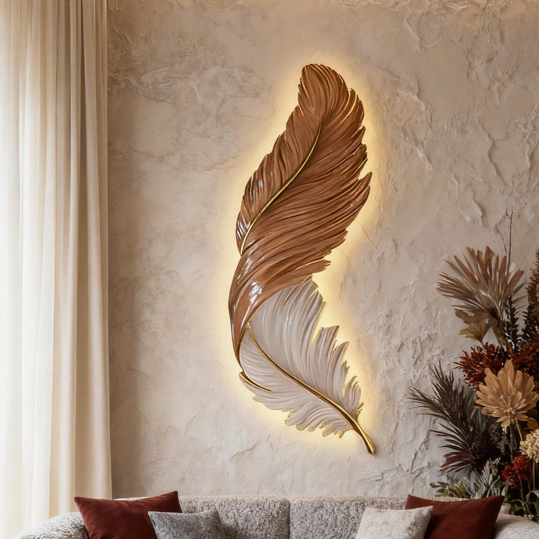 Feather LED Wall Art Lamp USB Remote Control Decorative Wall Light