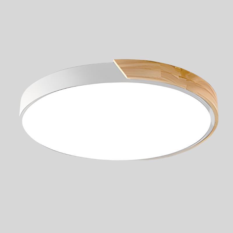 Nordic Wooden LED Ceiling Light Macaroon Round Flush Mount Lamp